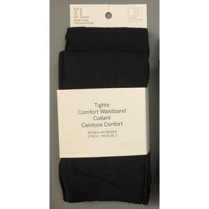 H&M Tights (Black, Size M, 40 Den, 2 Pairs)